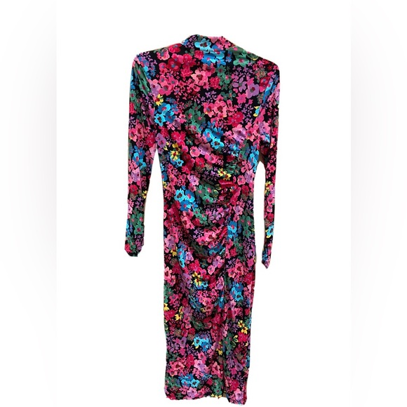 4X 🔖 FUTURE COLLECTIVE Floral Long Sleeve Mock Neck Ruched Dress Kahlana… - Picture 4 of 12